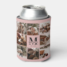 Eleganter Schwarz Rosa Familienfoto Collage Keepak Dosenkühler