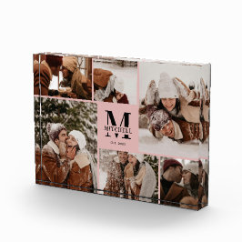 Eleganter Schwarz Rosa Familienfoto Collage Keepak Fotoblock