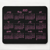 Eleganter Schwarz-Rosa-Kalender 2023 Mousepad (Vorne)