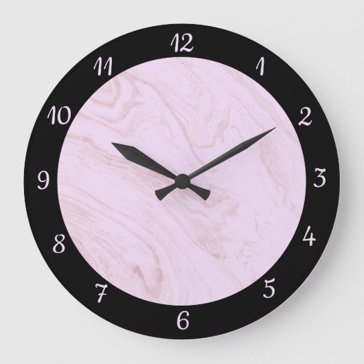 Eleganter schwarz rosa Marmor Trendy Large Clock Große Wanduhr (Vorderseite)