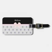 Eleganter Schwarz-Rosa-Silberstreifen Gepäckanhänger (Vorderseite horizontal)