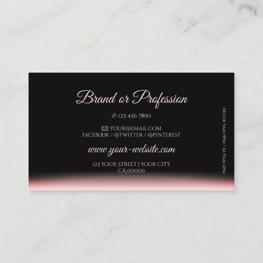 Eleganter Schwarz-Rosa-Weiß-Schriftart Visitenkarte (Rückseite)
