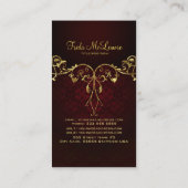 Eleganter Schwarz-Rot-Gold-2-Vintager Spitzenrahme Visitenkarte (Rückseite)