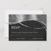 Eleganter Schwarz-Silber-Damast RSVP Karte (Vorderseite)