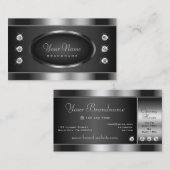 Eleganter Schwarz-Silber-funkelnder Chrome-Effekt Visitenkarte (Vorne/Hinten)