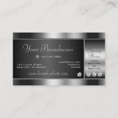Eleganter Schwarz-Silber-funkelnder Chrome-Effekt Visitenkarte (Rückseite)
