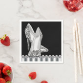 Eleganter Schwarz-Silber-Glitzer High Heel Shoe Serviette (Beispiel)