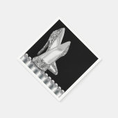 Eleganter Schwarz-Silber-Glitzer High Heel Shoe Serviette (Ecke)