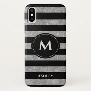 Eleganter Schwarz-Silber-Glitzer Streifen Monogram Case-Mate iPhone Hülle