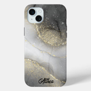 Eleganter Schwarz-Silber-Individuelle Name Case-Mate iPhone Hülle