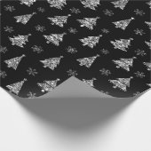 Eleganter Schwarz-Silberner Glitzer Weihnachtsbaum Geschenkpapier (Ecke)