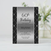 Eleganter Schwarz & Silver Geburtstag Einladung (Stehend Vorderseite)