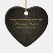 Eleganter Schwarz-u. des Gold50. Hochzeitstag Keramikornament (Hinten)