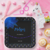 Eleganter Schwarz und Blau Geburtstag Pappteller (Party)