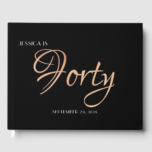 Eleganter Schwarz und Gold 40. Geburtstag Gästebuch (Vorderseite)
