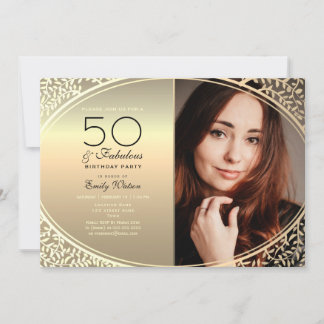Eleganter Schwarz und Gold 50. Geburtstag Einladung