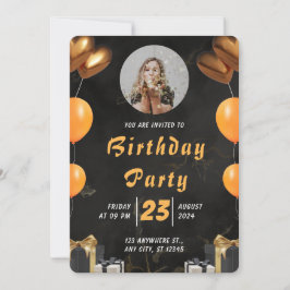 Eleganter Schwarz und Gold Geburtstag Einladung