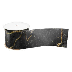 Eleganter Schwarz und Gold Trendy Luxus Marmoreffe Satinband