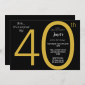 Eleganter Schwarz und Gold Überraschung zum Geburt Einladung (Vorne/Hinten)