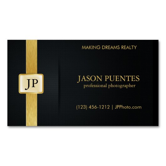 Eleganter Schwarz-und Goldberuflicher Fotograf Magnetische Visitenkarte (Vorderseite)