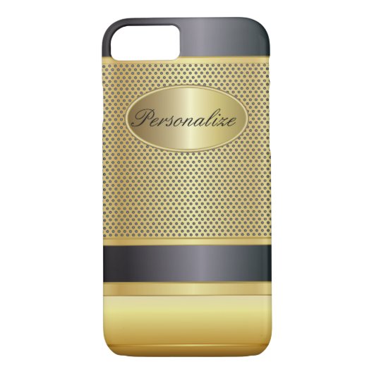 Eleganter Schwarz-und Goldmetallentwurf Case-Mate iPhone Hülle (Rückseite)