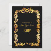 Eleganter Schwarz- und Goldrahmen Einladung (Vorderseite)
