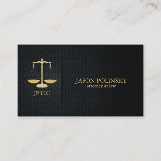 Eleganter Schwarz-und Goldrechtsanwalt am Gesetz Visitenkarte (Vorderseite)