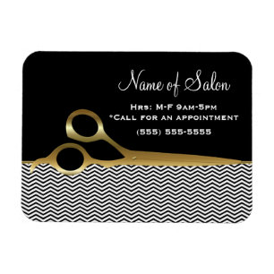 Eleganter Schwarz-und Goldsparren-Friseursalon Magnet
