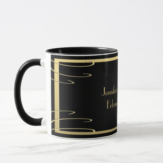 Eleganter Schwarz-und Goldstrudel Tasse (Links)