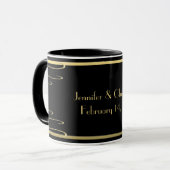 Eleganter Schwarz-und Goldstrudel Tasse (Vorderseite Links)