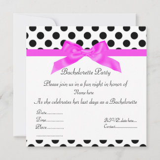 ELEGANTER SCHWARZ UND HEISSER PINK DOT BACHELORETT EINLADUNG