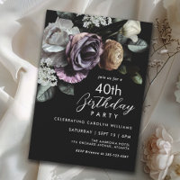 Eleganter Schwarz und Lila Blüte 40. Geburtstag