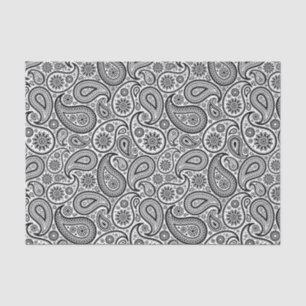 Eleganter Schwarz Vintag Paisley Weißer Hintergrun Seidenpapier