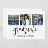 Eleganter Schwarz-Weiß-Abschluss Einladung (Vorne/Hinten)