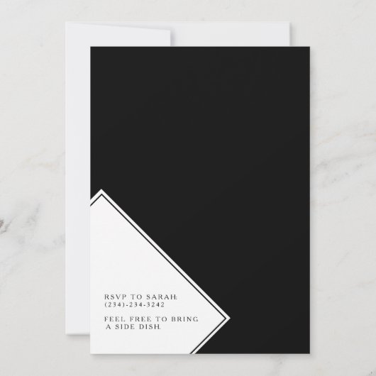 Eleganter Schwarz-Weiß-Abschluss Einladung (Rückseite)
