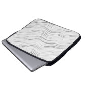 Eleganter Schwarz/Weiß Abstrakt Waves Laptop-Sieb Laptopschutzhülle (Vorne Knopf)