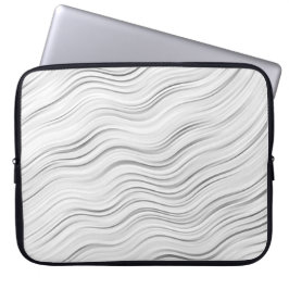 Eleganter Schwarz/Weiß Abstrakt Waves Laptop-Sieb Laptopschutzhülle