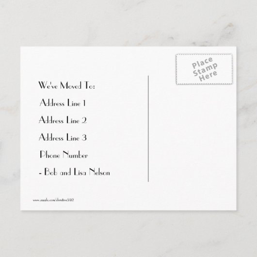 Eleganter Schwarz-Weiß-Adresswechsel Ankündigungspostkarte (Rückseite)