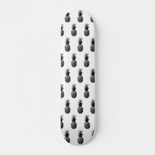 Eleganter Schwarz-Weiß-Ananas Skateboard (Vorne)