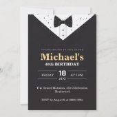 Eleganter Schwarz-Weiß-Anzug Männer 40. Geburtstag Einladung (Vorderseite)