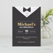 Eleganter Schwarz-Weiß-Anzug Männer 40. Geburtstag Einladung (Stehend Vorderseite)