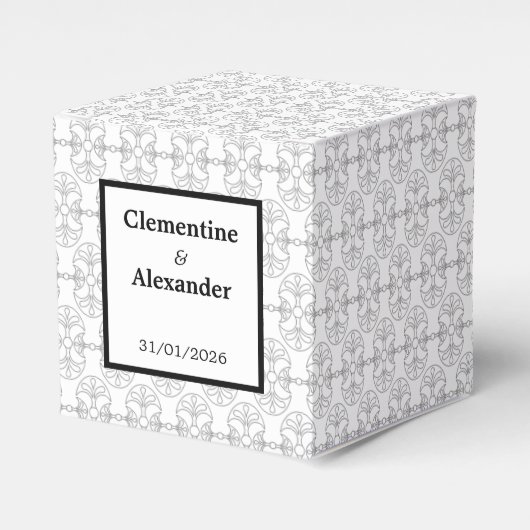 Eleganter Schwarz-Weiß-Art-Deco-Stil Geschenkschachtel (Vorderseite)