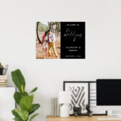 Eleganter Schwarz-Weiß-Begrüßungsschick für Hochze Poster (Heimbüro)