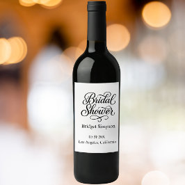 Eleganter Schwarz-Weiß-Brautparty-Charm Weinetikett