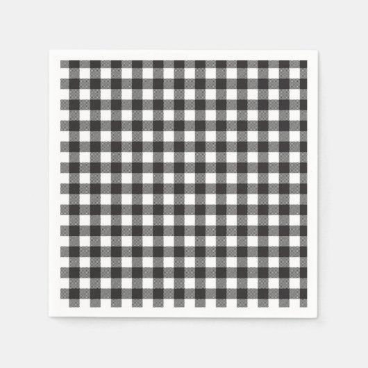 Eleganter Schwarz-Weiß Buffalo Karierter Urlaub Serviette (Vorderseite)