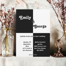 Eleganter Schwarz-Weiß-Chic Moderne einfache Hochz