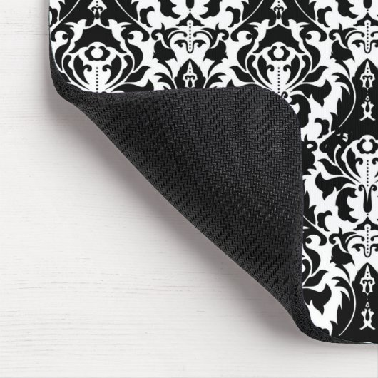 Eleganter Schwarz & Weiß Damask Mousepad (Ecke)