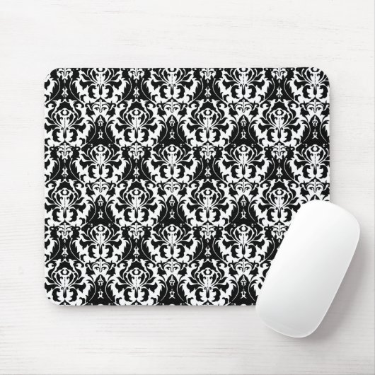 Eleganter Schwarz & Weiß Damask Mousepad (Mit Mouse)