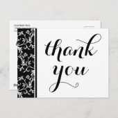 Eleganter Schwarz-Weiß Damask Vielen Dank Postkarte (Vorne/Hinten)