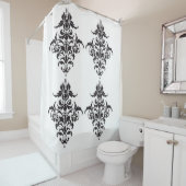 Eleganter Schwarz-Weiß-Damast-Duschvorhang Duschvorhang (Beispiel)